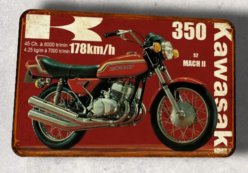 Plaque métal vintage kawasaki - métal,