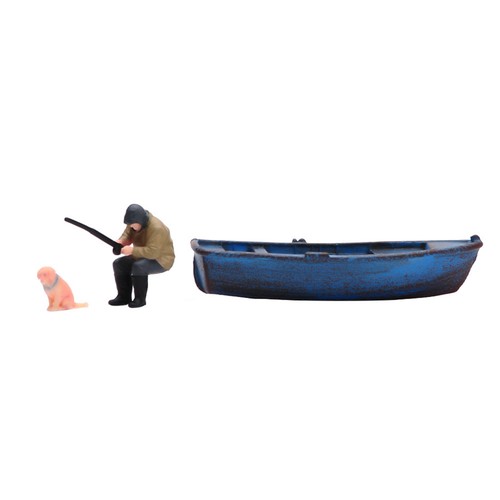 Scène miniature pêche peint - scène,
