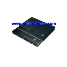 Classeur à bandes Premium cuir pour timbres 32 pages noires avec étui de protect