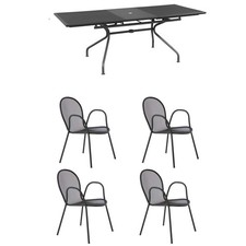 Offre Emu Set Table Athena Extensible 160/210X90 + 4 Fauteuils Ronda Fer A