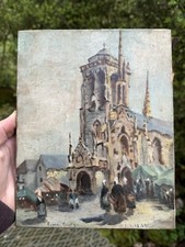 Église Et Marché De Locronan & Bretagne & Peinture Bretonne & Huile Sur Toile