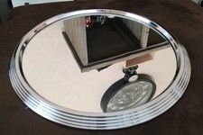 Plateau miroir Diamètre 34cm, métal Art Déco, pour Guéridon Apéritif
