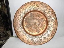 ANCIEN PLATEAU EN CUIVRE MARTELE ARTISANAT MAROC
