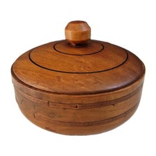 Ancienne Boîte En Bois Avec Frise Marquetée ? Pot A Tabac ? Bonbonnière ? 