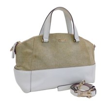 Sac Kate Spade toile beige et cuir blanc intérieur beige
