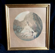 Gravure polychrome XVIIIe S. " SOPHIA" encadrée dans cadre doré - J. HOGG