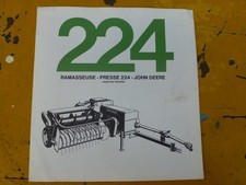 Prospectus presse JOHN DEERE 224. Machine agricole tracteur tractor traktor