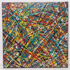 Tableau Acrylique SILVANO 50x50 cm FIREWORKS 4 2019 Chassis toile coton