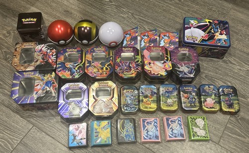 Lot empty pokemon tins poke - empty,