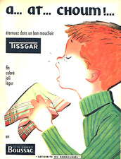 publicité Advertising 1123 1957     Boussac tissu Tissgar   mouchoir A.. at.. ch