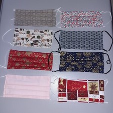 8 Masques protection anti postillons Tissu 100% Coton Lavable artisanal Neufs