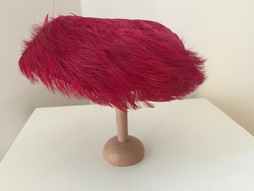 Ancien chapeau bibi plume - ancien, rose