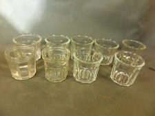 Lot de 9 anciens pots à confitures à facettes en verre soufflé cuisine vintage