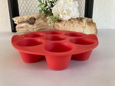 425⚜️ Moule à Moelleux en Silicone Tupperware Pour 7 Muffins Couleur Rouge