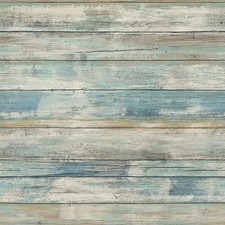 Papier Adhesif pour Meuble Effet Bois Bleu-Vert 30x300cm Papier Peint Adhesif...