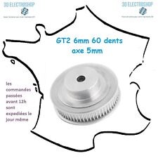 Poulie GT2 6mm 60 dents axe 5mm 3d print cnc pulley