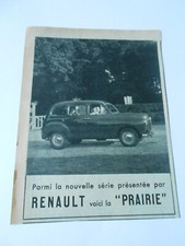 Publicité 1950 - La Renault voici la " Prairie "