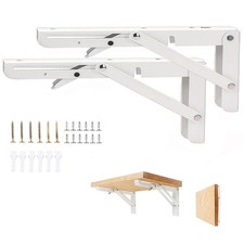 400mm Équerre Pliante, 2Pcs Blanc Support Console Pliable, Supports D étagère...