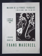 Frans MASEREEL Gravure Affiche originale 1958 Exposition Maison Pensée Marine