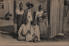 Zoo humain, Jardin d'Acclimatation, chef Foulah et ses femmes, 1914 Carte p