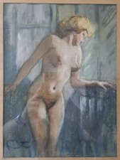 Louis FORTUNEY (1875-1951) - Nu à la fenêtre - Pastel Signé - Belle Époque 