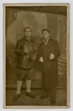 RPPC - DAPPER & HANDSOME MEN Vintage Found Photo 1940s Leather Fashion Gay Int