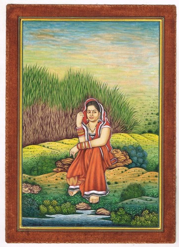Peinture indienne une femme - peinture,