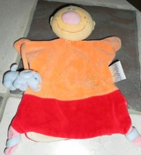 T3G / doudou marionnette billy orange rouge chien bleu NATTOU