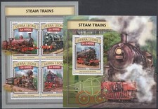 PK23621/ SIERRA LEONE – LOCOMOTIVES - 2016 MINT MNH BLOCK & SOUVENIR SHEET