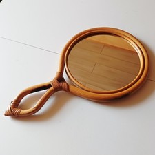 Petit Miroir a Main En Rotin