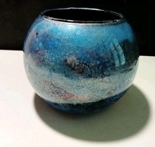 Vase Bleu Laqué en Verre