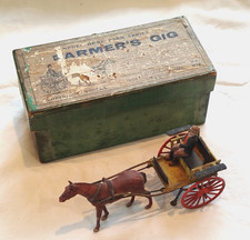 cheval  ferme attelage plomb Britains avec boite d'origine farmer's gig
