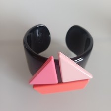 Bracelet Manchette Sonia Rykiel Noir/Rose Vintage