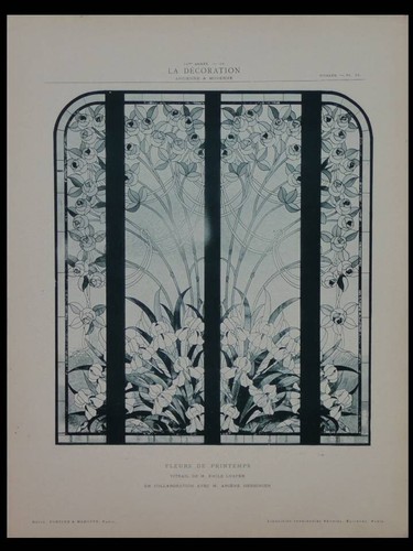 Vitrail art nouveau fleurs - nouveau,,