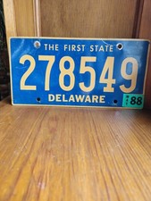 Authentique Ancienne Plaque D'immatriculation Américaine Delaware 1988 Vintage 