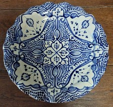Plat ancien céramique Maroc Safi signé 35 cm