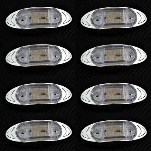 Blanc 12v face avant chrome - 8x,