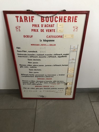 Ancien tableau tarif boucherie - ancien,
