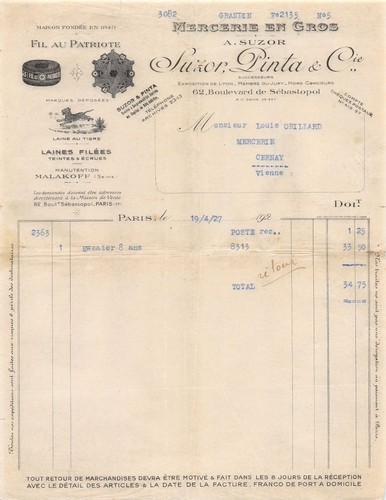 1927 mercerie gros - mercerie, suzor