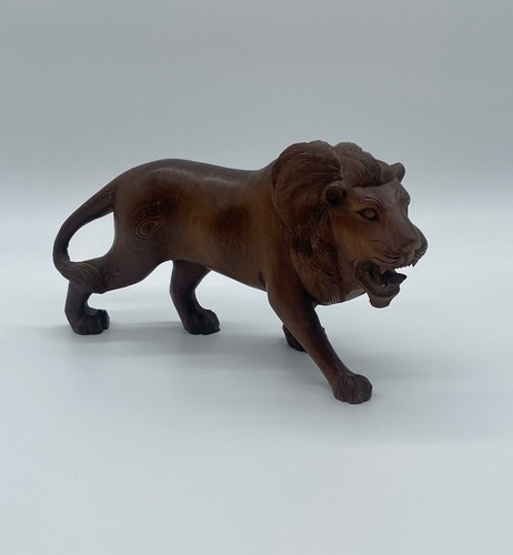 Statue statuette lion bois - statuette,