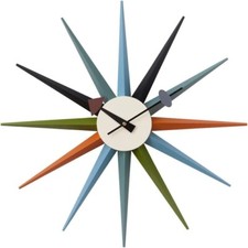 George Nelson Horloge Murale Multicolore Bois Sunburst Reproduction Mi Siècle