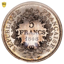 Coin France - 5 francs Hercule - 1848 A Paris - PCGS MS 65+