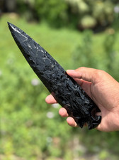 Grande pointe de flèche en obsidienne noire de 10" | Lance en cristal faite...