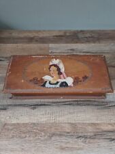 Ancien coffret boîte en bois décor breton