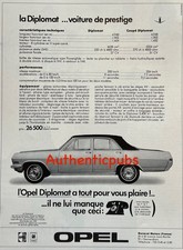 PUBLICITE OPEL DIPLOMAT VOITURE DE PRESTIGE GENERAL MOTORS DE 1966 FRENCH AD PUB