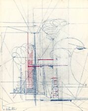 DESSIN COULEUR ORIGINAL AUX CRAYONS - MARCEL DELMOTTE (1901-1984) - CIRCA 1960