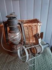 LOT ANCIENNES LAMPE CHEMINOT CHEMIN DE FER & BALADEUSE EN METAL