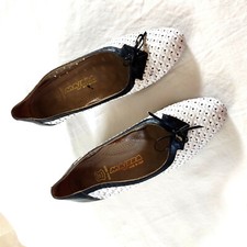 chaussure escarpin femme 36 (4) noir & blanc MAJORA Italie tout cuir talon bois