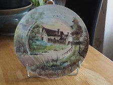 ASSIETTE DE COLLECTION PORCELAINE DLG LIMOGES .  Chaumière oiseaux .XIX EME.TBE.