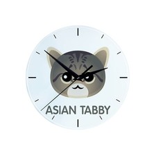 Tabby asiatique horloge avec